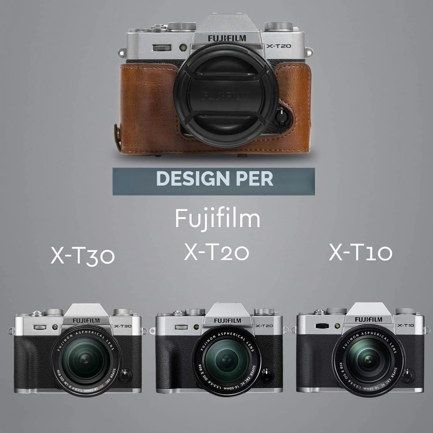 MegaGear Fujifilm X-T30 X-T20 X-T10 custodia marrone scuro