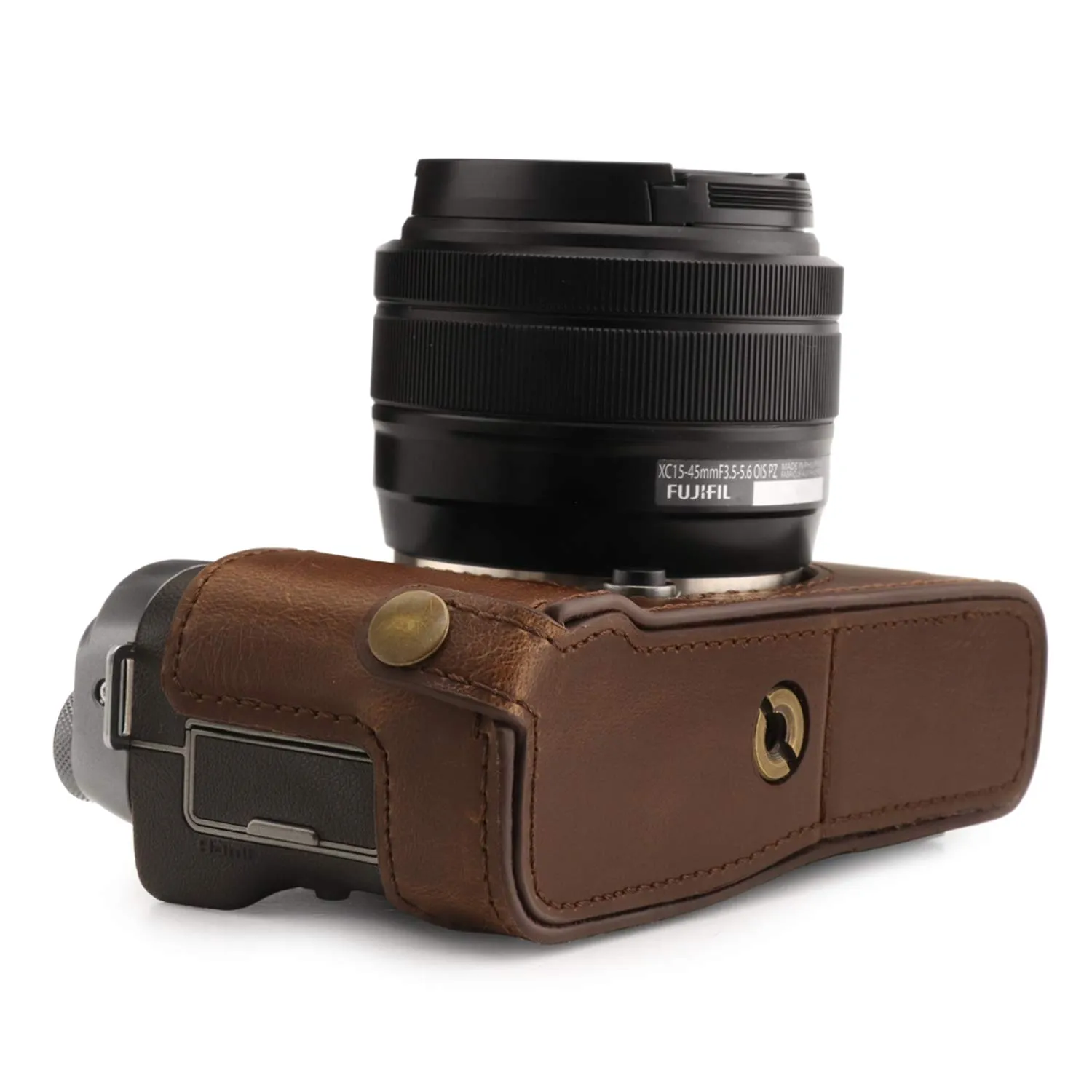 MegaGear MG1771 custodia Fujifilm X-A7 marrone scuro pelle