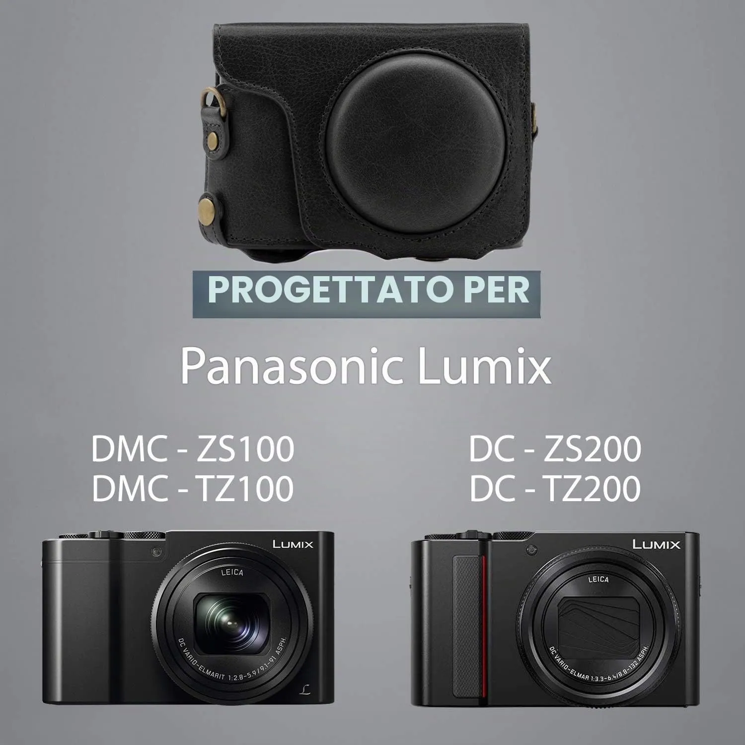 MegaGear Ever Ready custodia pelle nera TZ100 TZ200