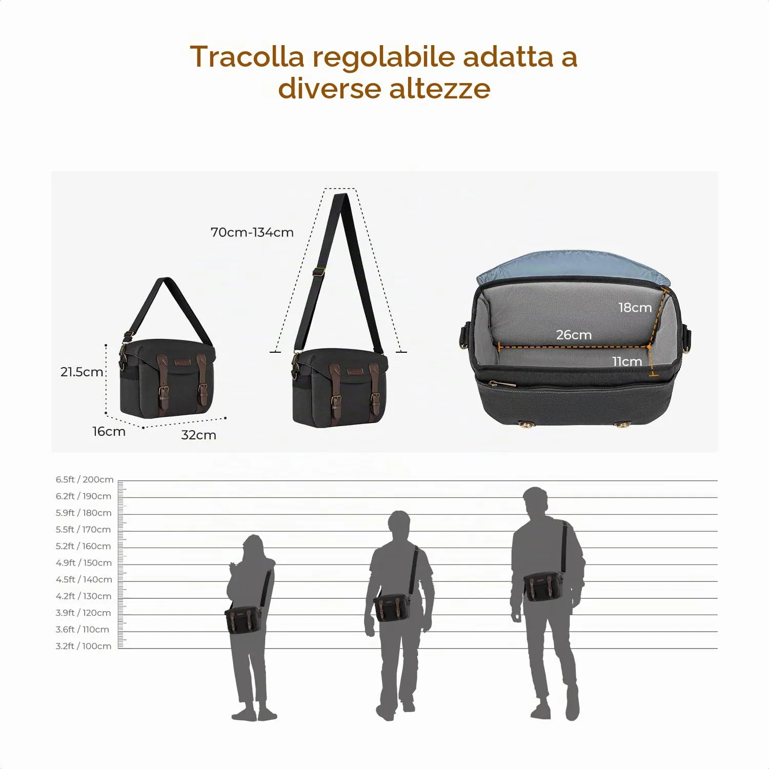 K&F Concept borsa fotocamera tracolla vintage impermeabile