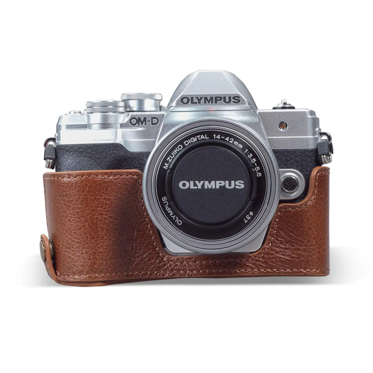MegaGear Ever Ready mezza custodia pelle Olympus E-M10 IV marrone