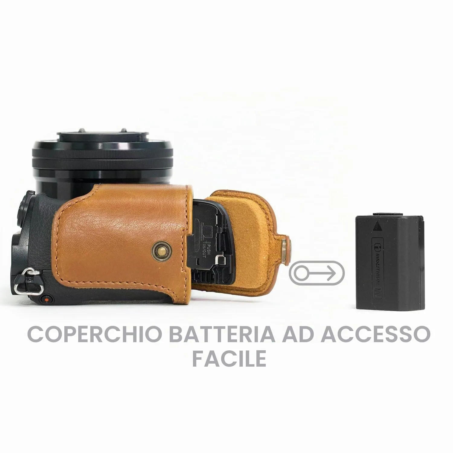MegaGear MG962 Mezza Custodia Pelle Sony A6000/A6300 Chiaro