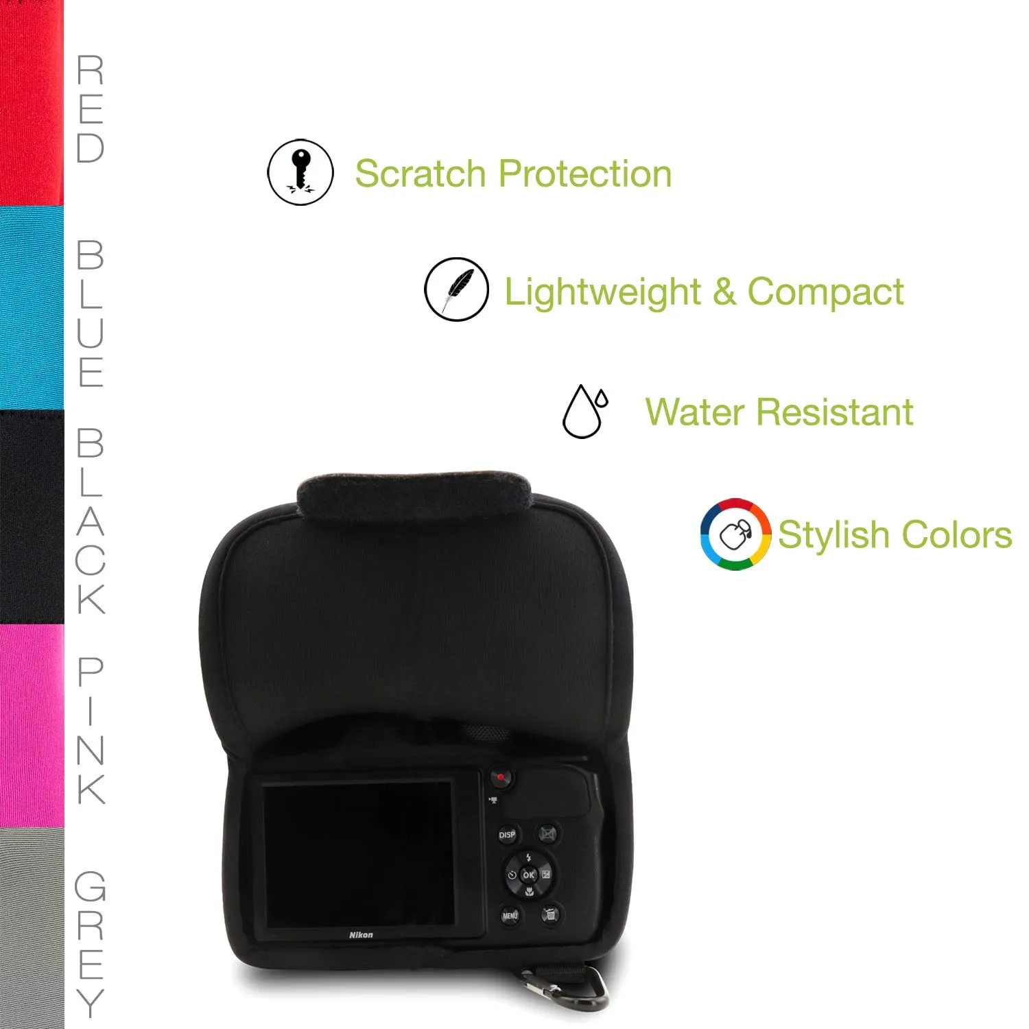 MegaGear MG1669 custodia neoprene Nikon B600 nera antiurto