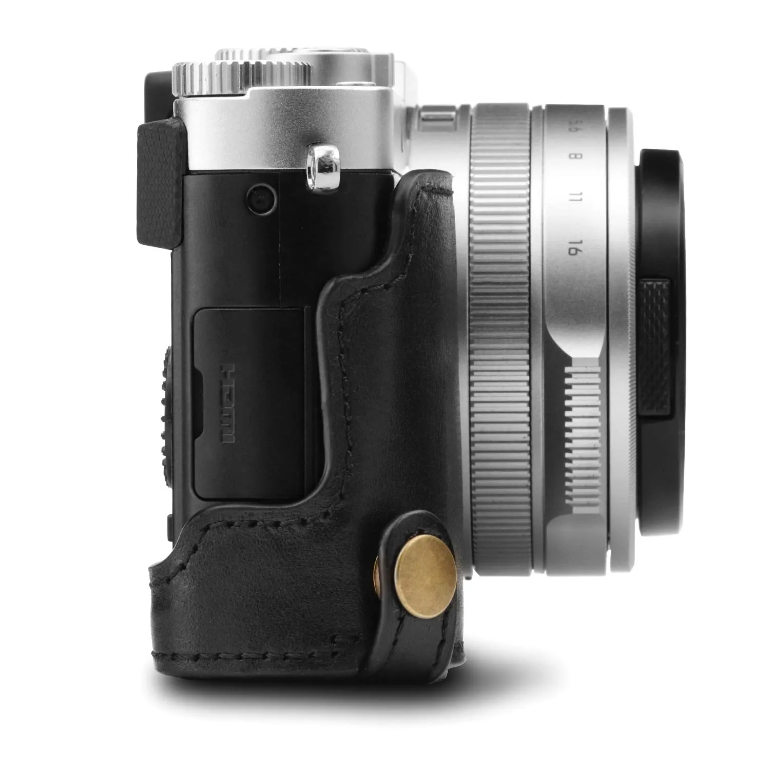 MegaGear Custodia Vera Pelle Leica D-Lux 7 Nera Su Misura