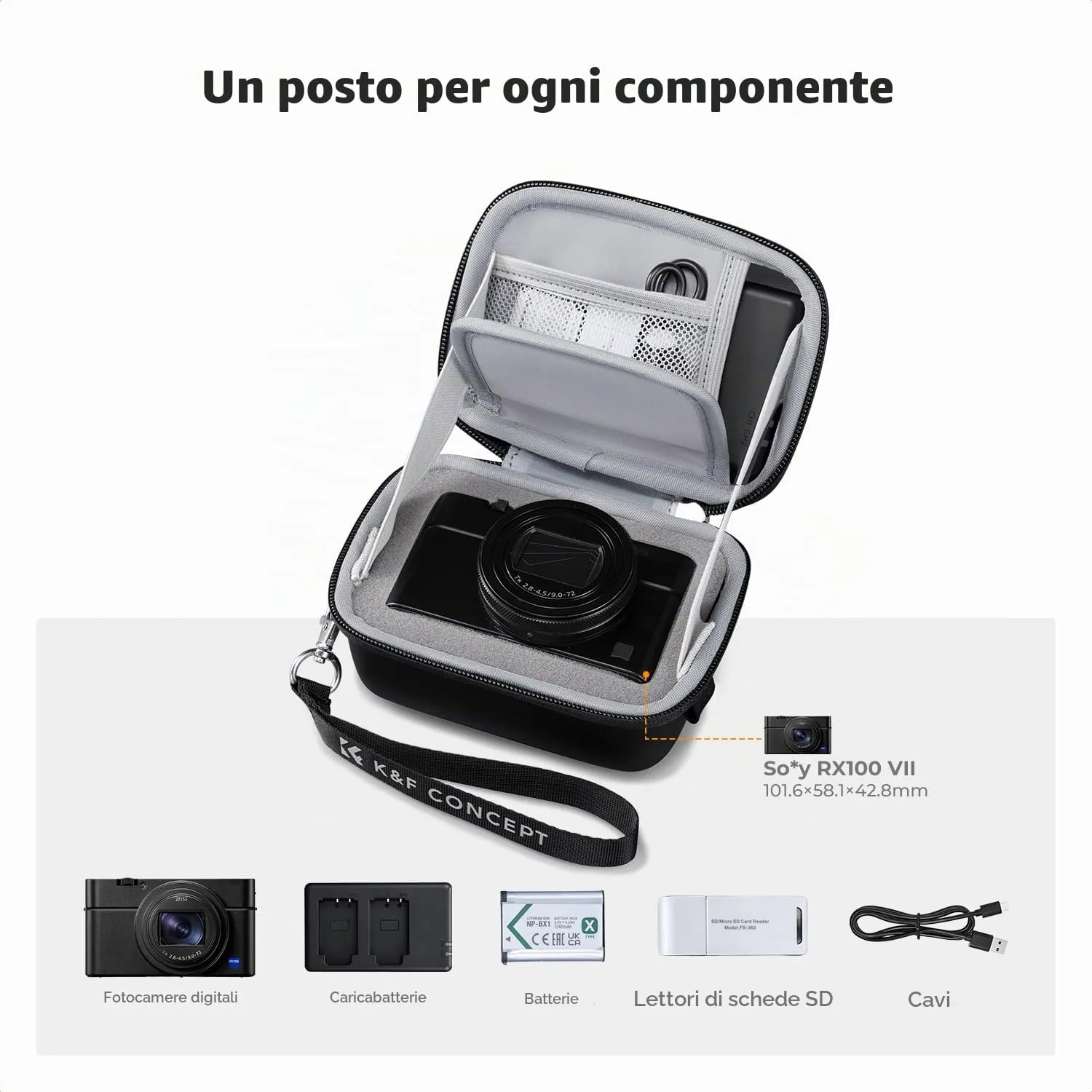 K&F Concept Custodia Fotocamera M Nero Compatta EVA
