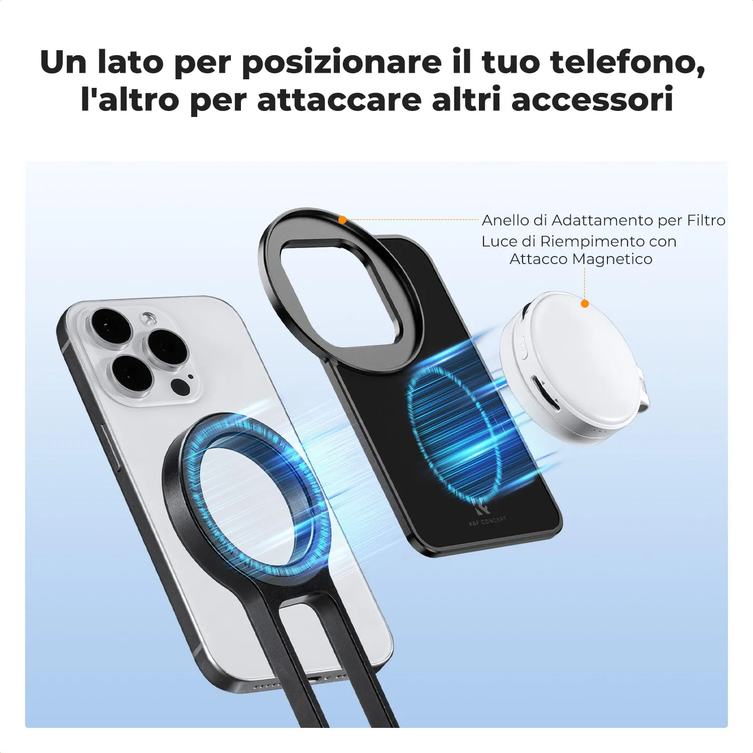 K&F Concept Mini Treppiede Magnetico Smartphone Nero MagSafe