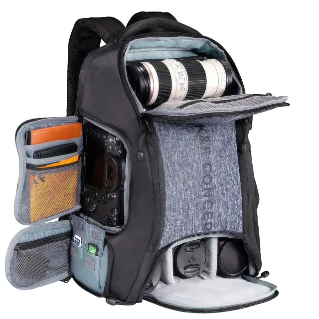 K&F Concept Zaino Foto 25L Impermeabile Nero Grigio