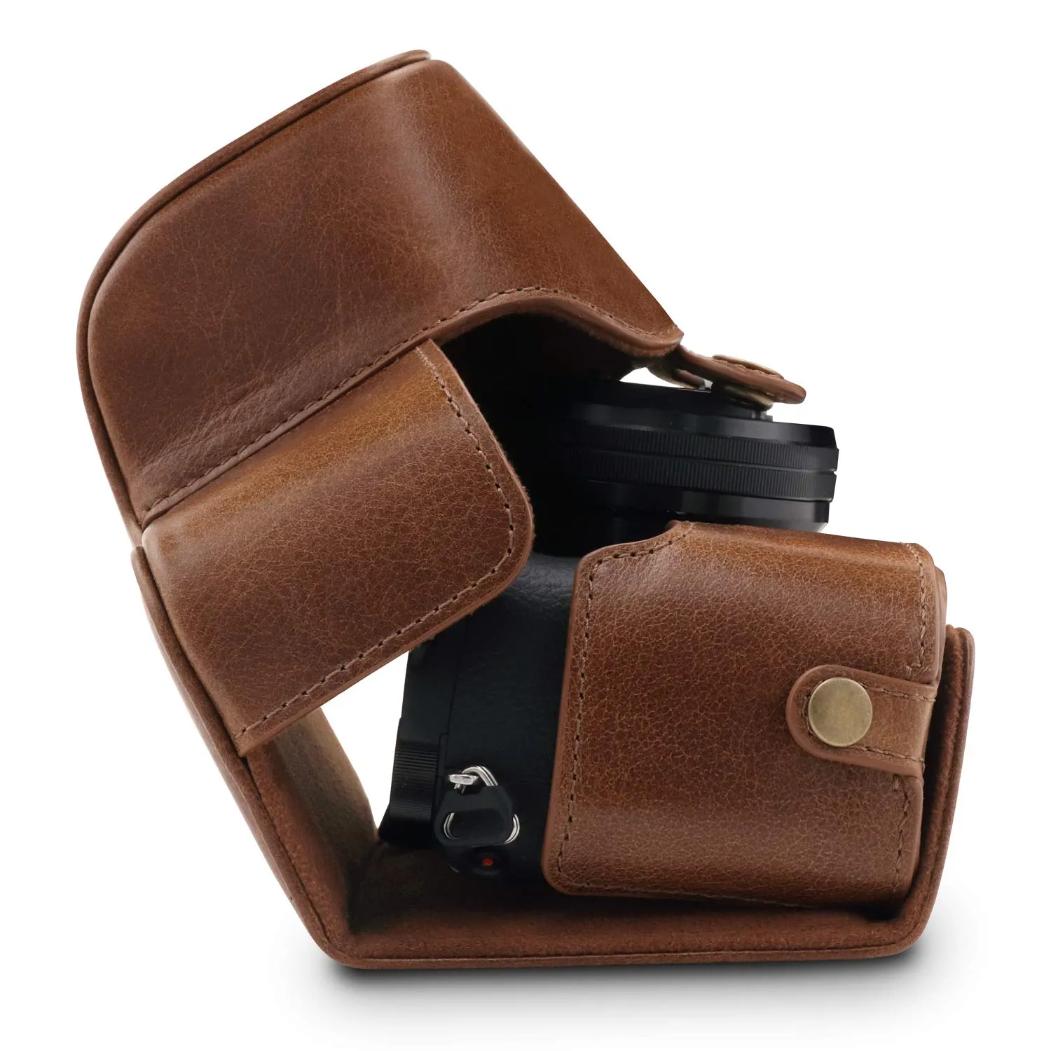 MegaGear Ever Ready A6100 A6400 Custodia Pelle Marrone 16-50