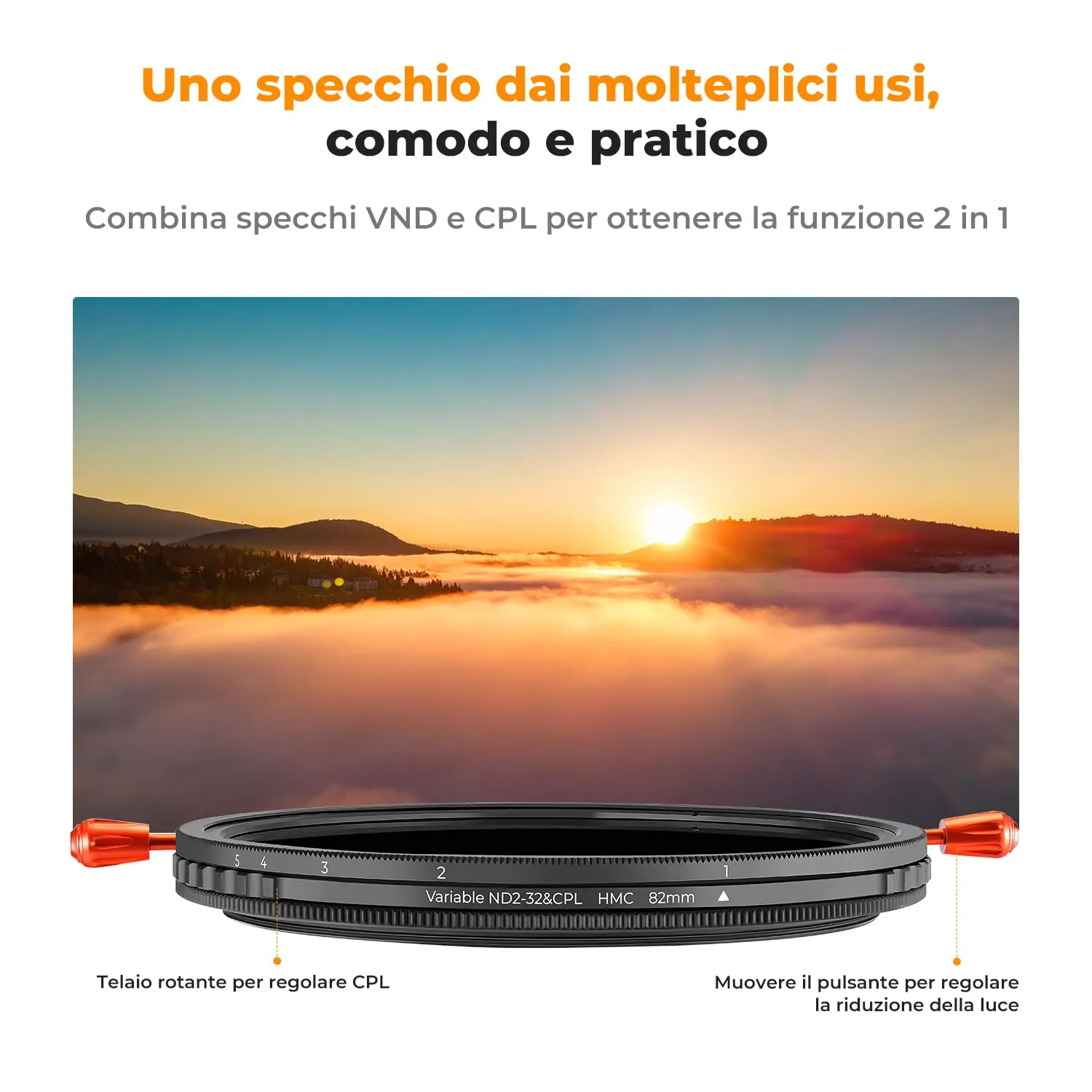 K&F Concept Nano-Klear ND2-32 CPL filtro 67mm variabile