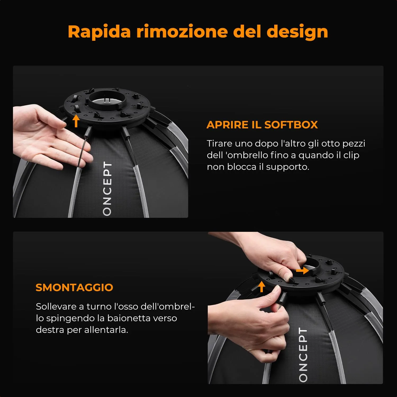 K&F Concept Mini Softbox Parabolico 40cm con Griglia Diffusore