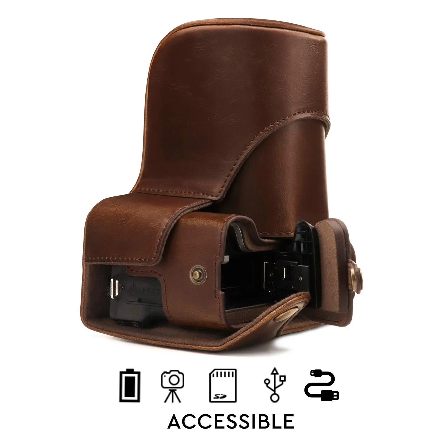 MegaGear Ever Ready M6 II custodia finta pelle marrone scuro