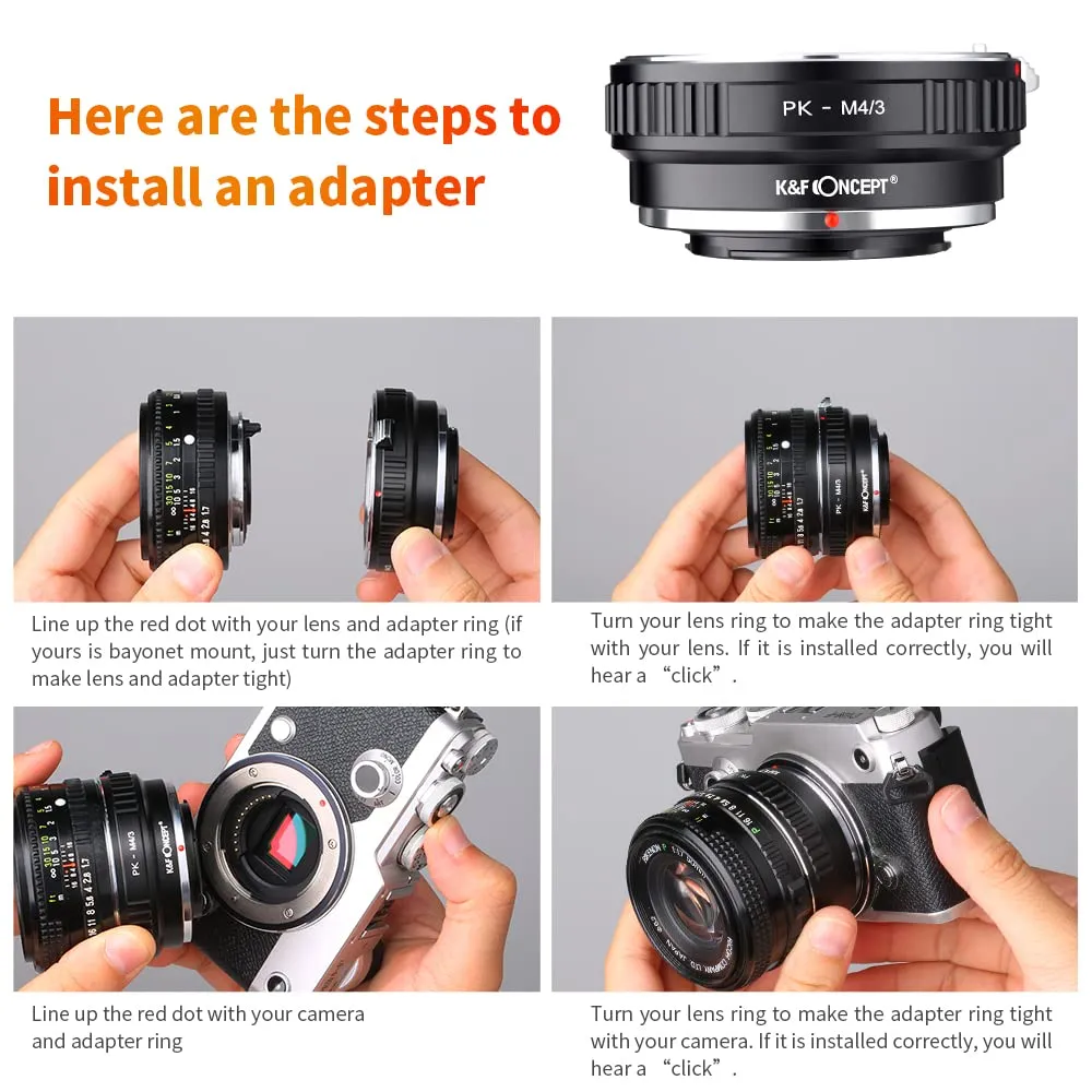 K&F Concept adattatore Pentax K-PK a Micro 4/3 manuale