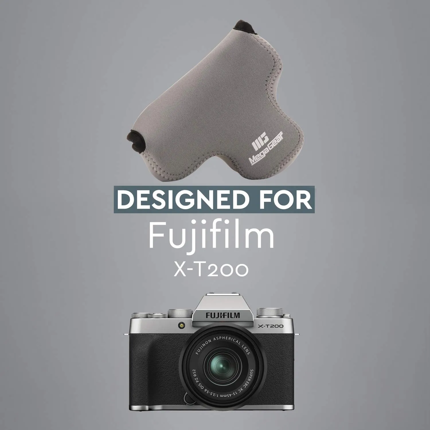 MegaGear custodia neoprene Fujifilm X-T200 grigio morbida
