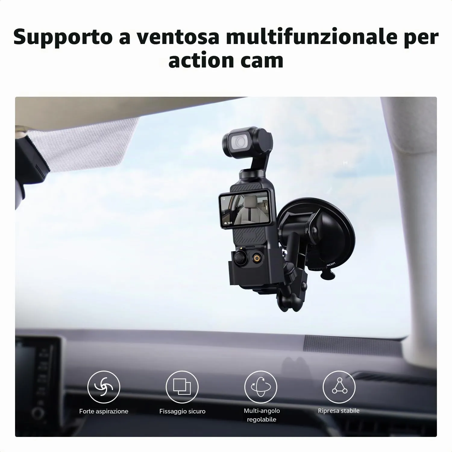 K&F Concept Supporto a Ventosa per Osmo Pocket 3 85 mm