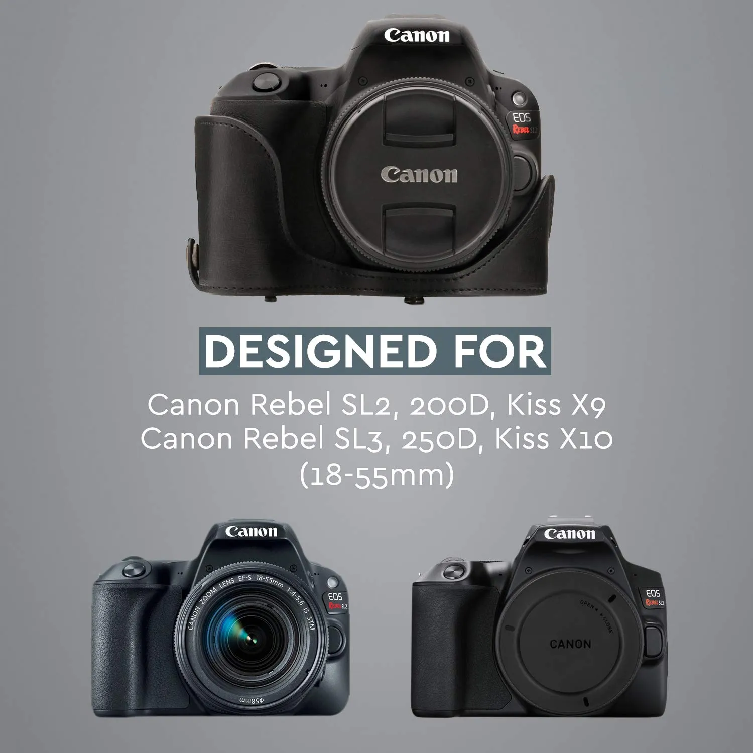 MegaGear Ever Ready custodia pelle Canon 250D 200D 18-55mm