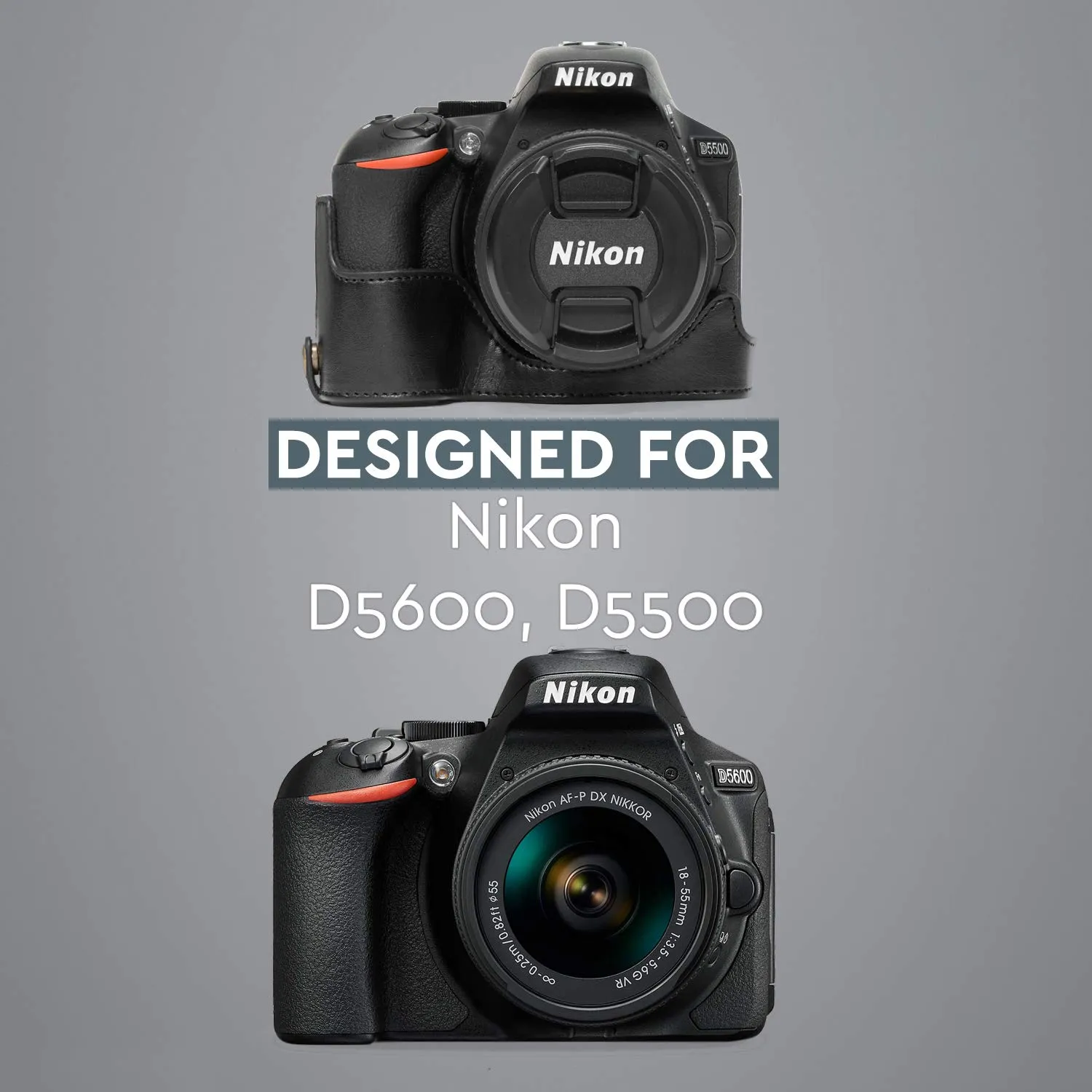 MegaGear Ever Ready Mezza Custodia Pelle Nikon D5600 Nero