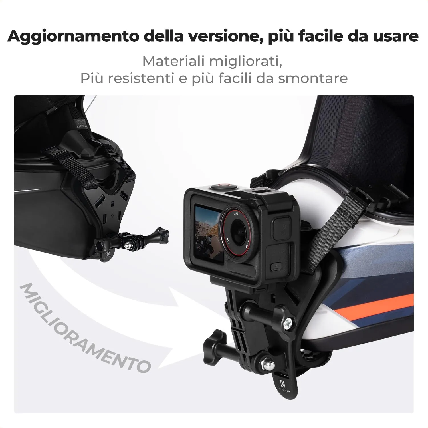 K&F Concept supporto mentoniera casco action cam singolo