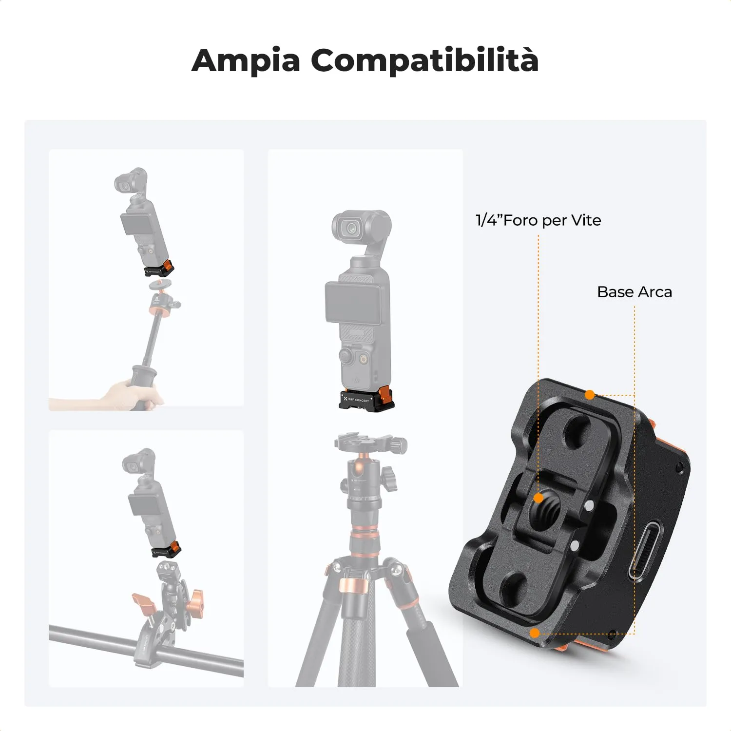 K&F Concept base ricarica alluminio per DJI Osmo Pocket 3