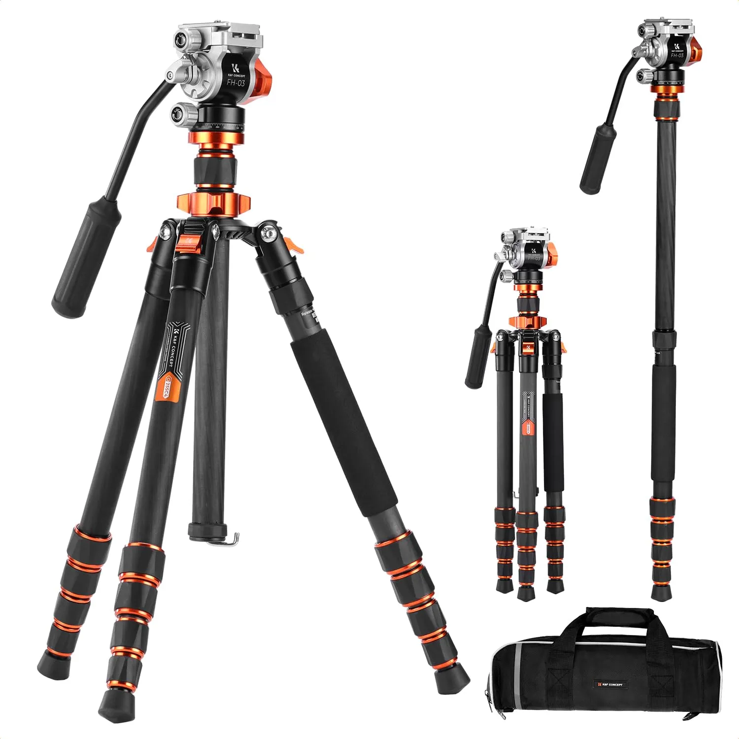 K&F Concept BA225 Treppiede Carbonio 153 cm 8 kg