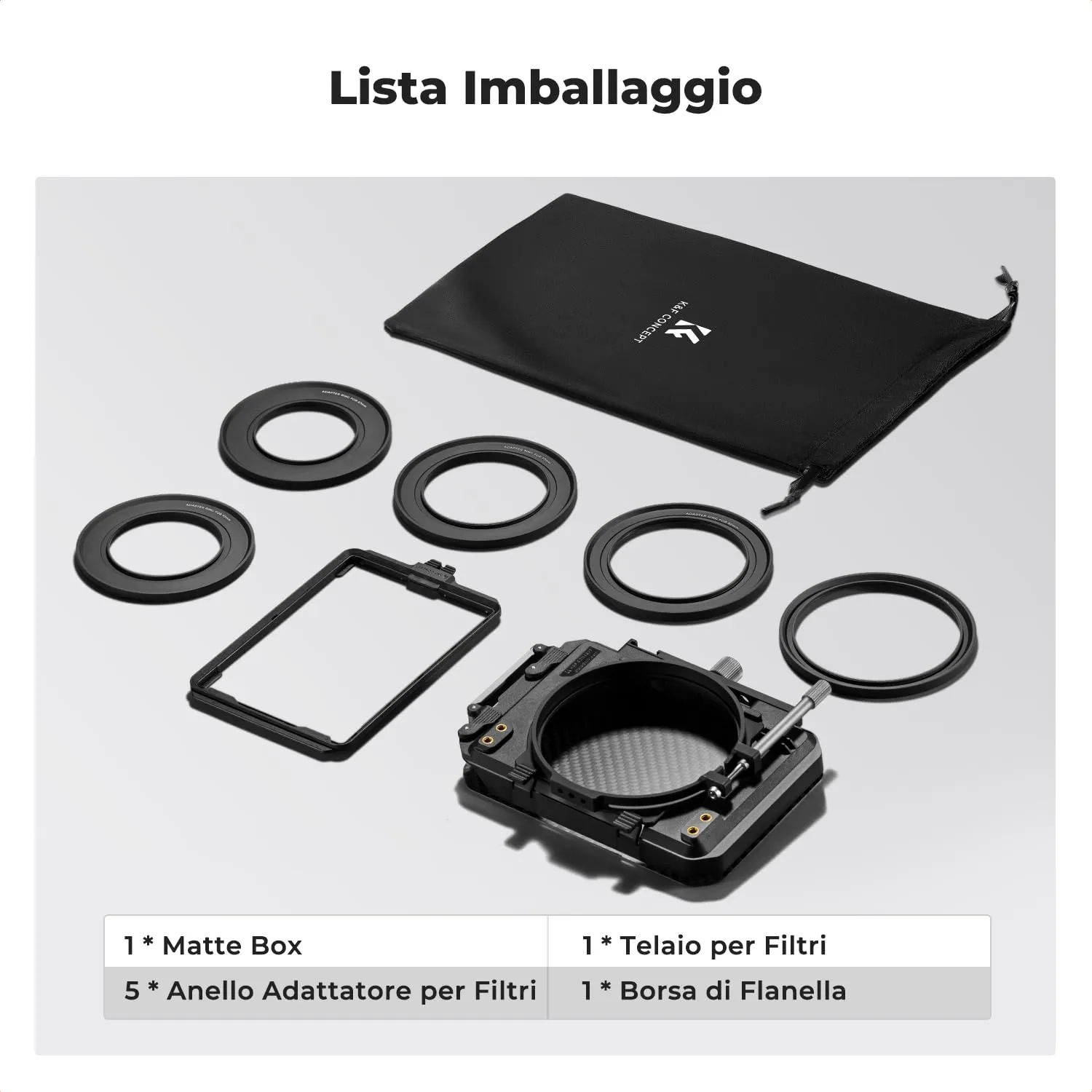 K&F Concept Mini Matte Box Paraluce Fibra Carbonio