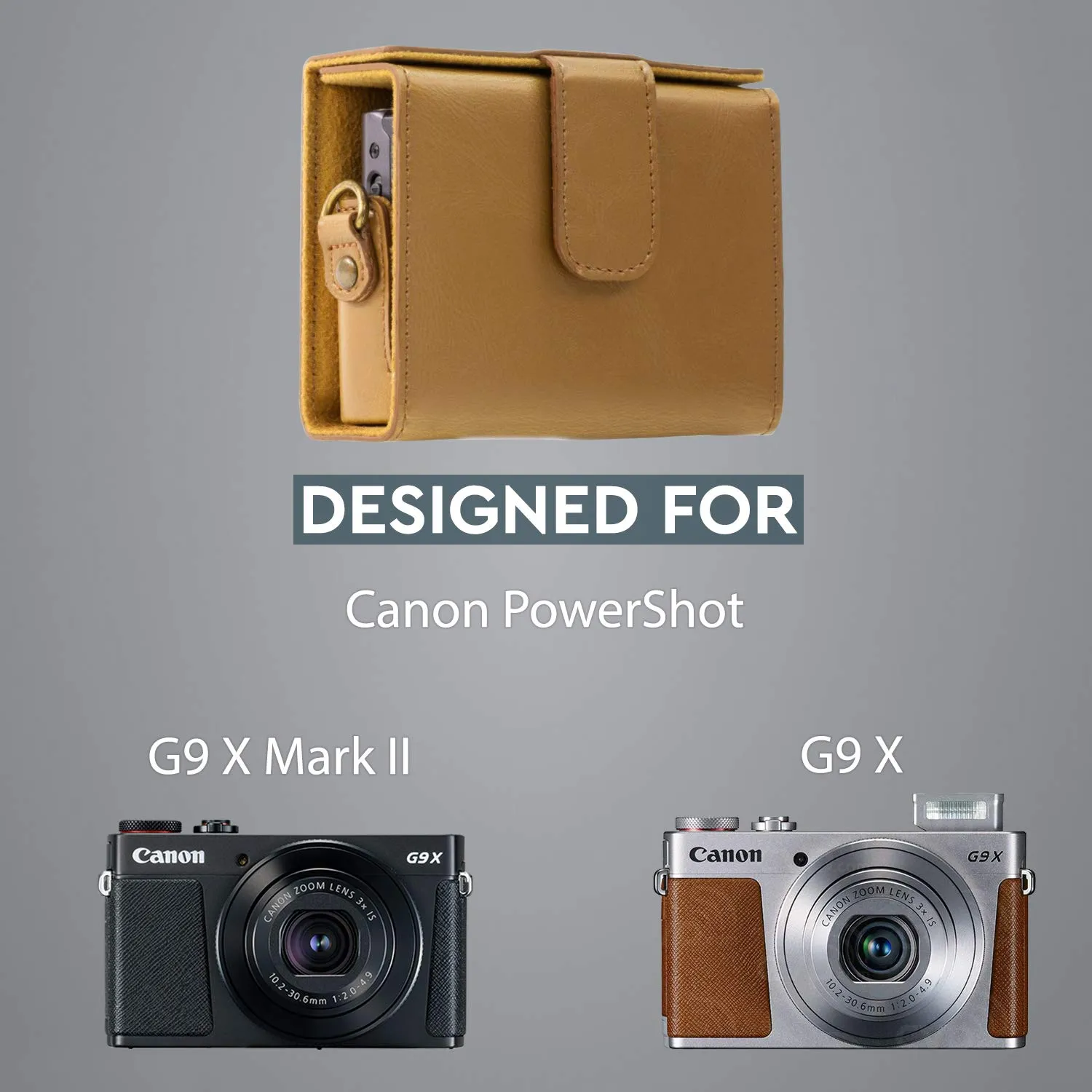 MegaGear MG694 custodia Canon G9X ecopelle marrone chiaro pronta