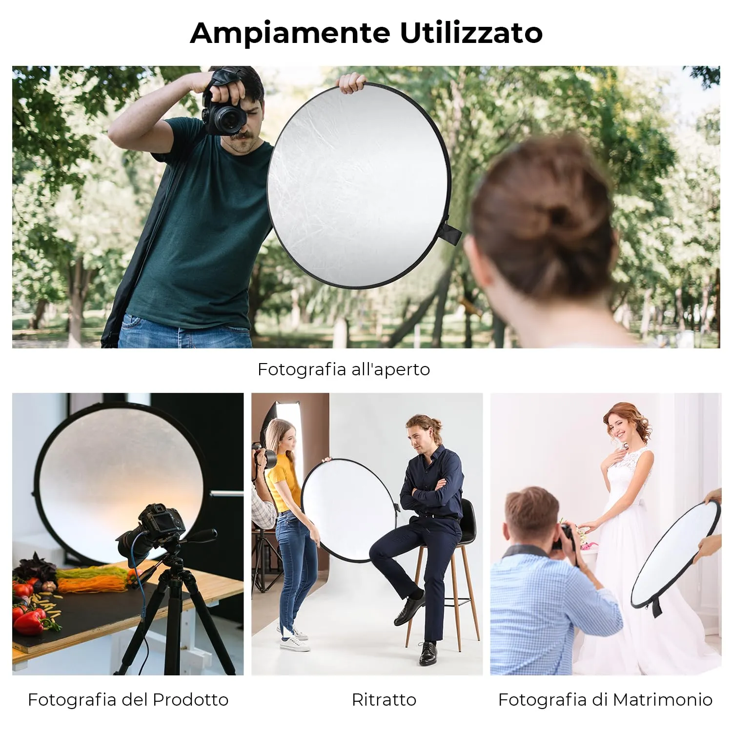K&F Concept Riflettore Fotografico 5in1 Pieghevole 110cm