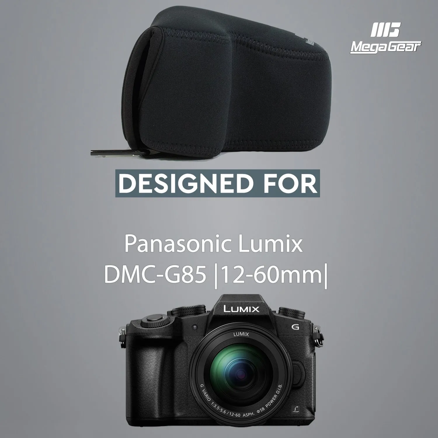 MegaGear Lumix DMC-G85 custodia neoprene nero antipolvere
