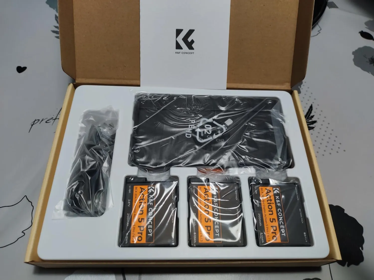 K&F Concept Osmo Action Kit 3 Batterie 2100mAh + Box USB-C