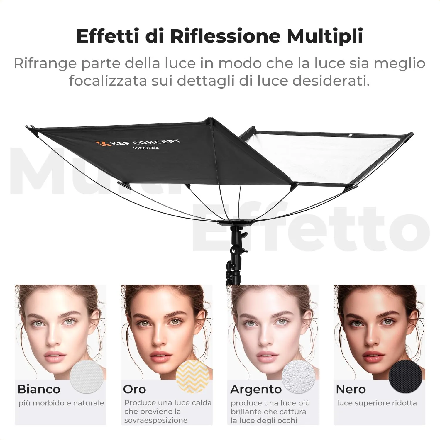 K&F Concept Riflettore Curvo 123x65cm con treppiede