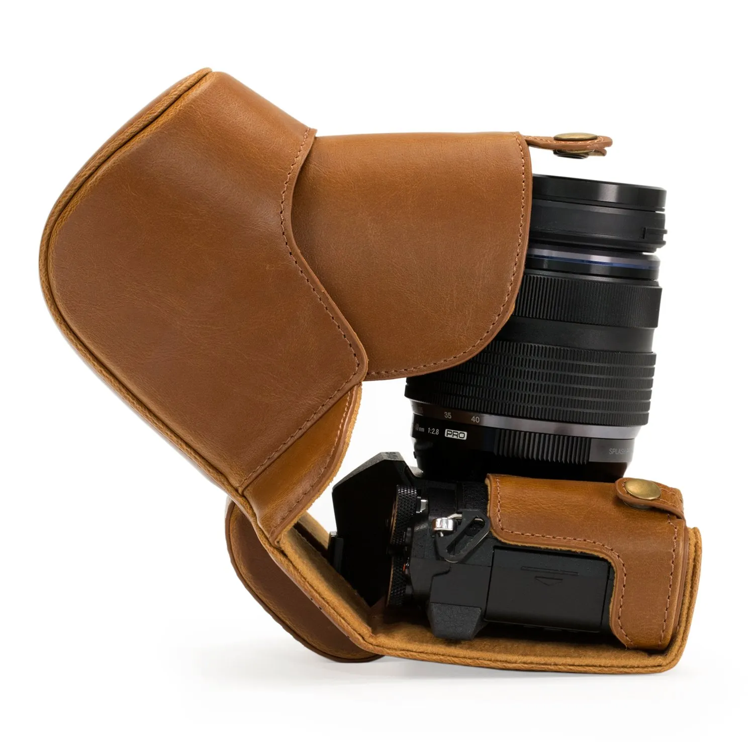 MegaGear MG992 E-M5 II custodia pelle marrone chiaro