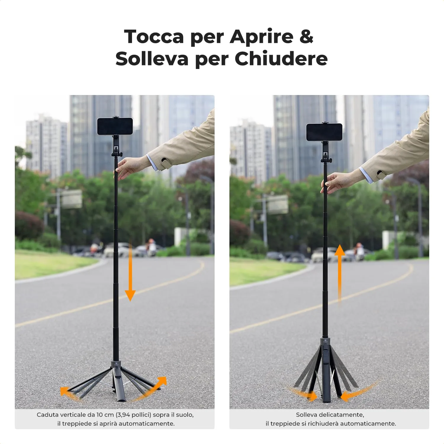 K&F Concept Treppiede Magnetico 3-in-1 Selfie Stick Nero 180cm Bluetooth