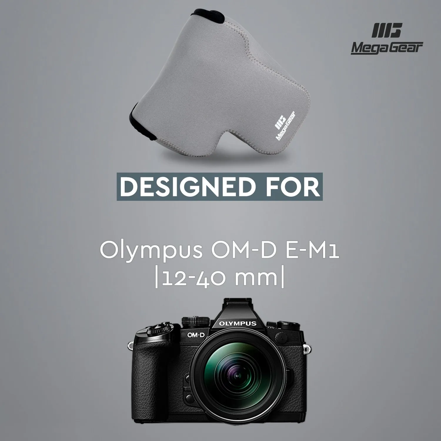 MegaGear custodia neoprene Olympus E-M1 12-40mm grigia