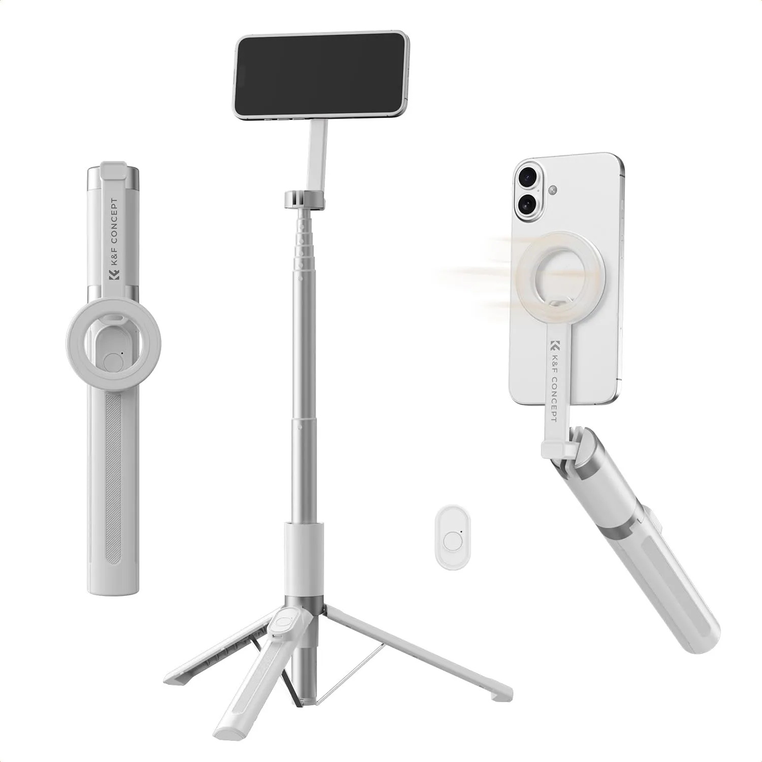 K&F Concept Treppiede Selfie Magnetico 162cm Bianco