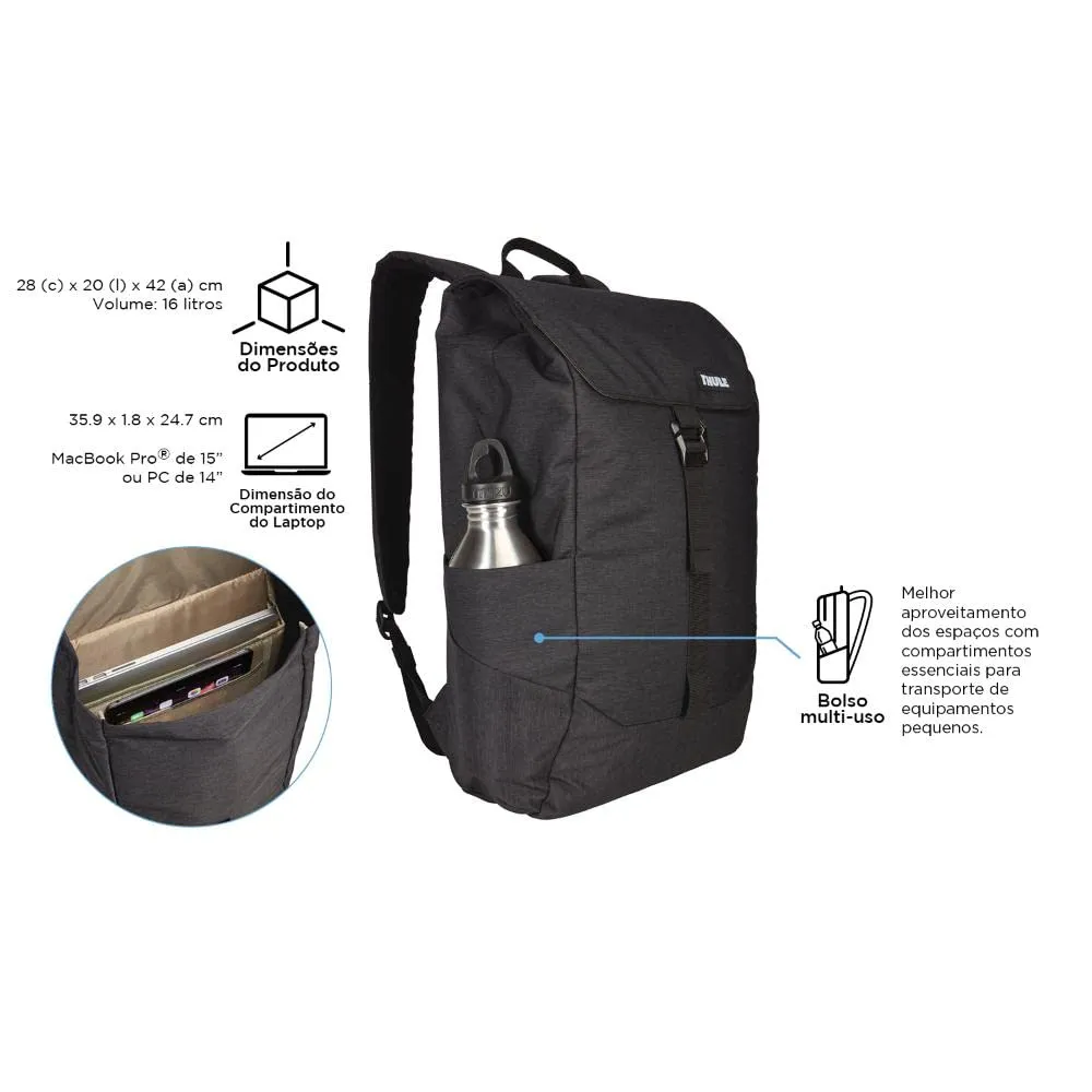 Thule Lithos 16L Zaino Laptop 15" Grigio imbottito