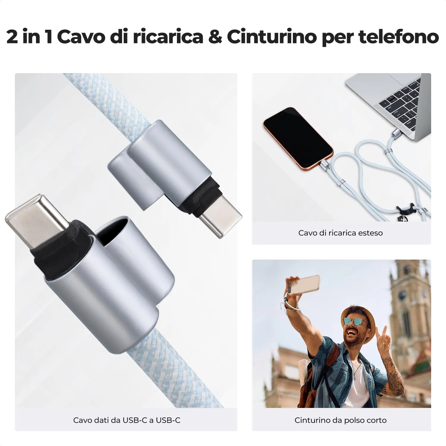 K&F Concept Pocket 3 cordino sicurezza polso collo blu