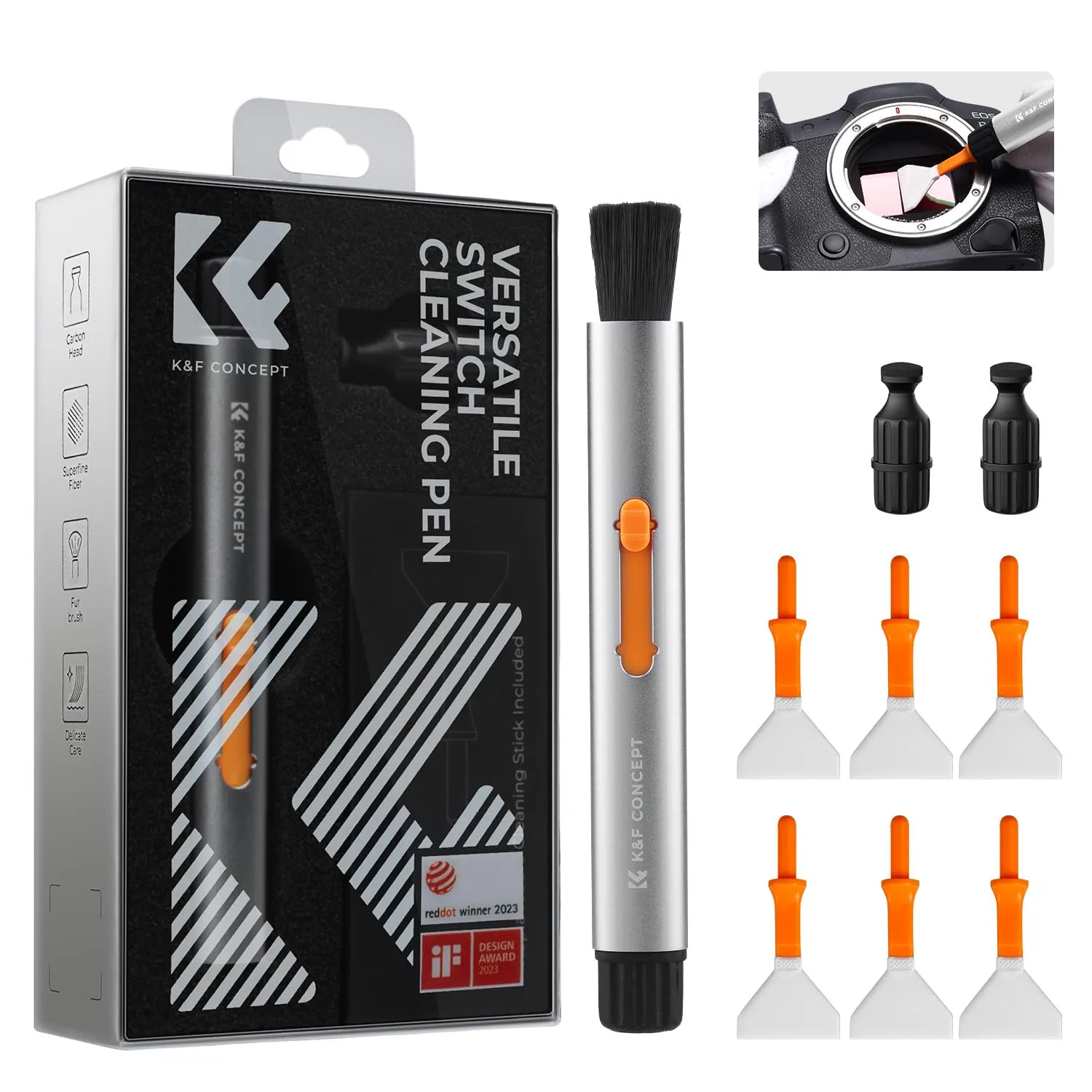 K&F Concept Penna Pulizia Lenti Carbonio spazzola