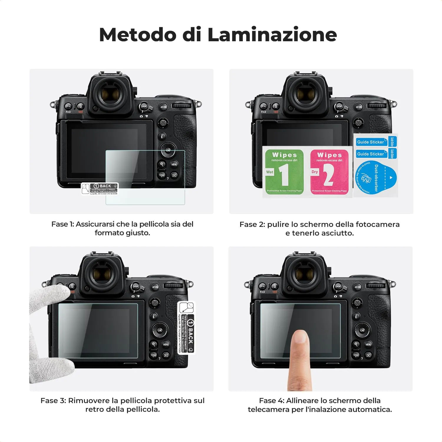 K&F Concept pellicole vetro Nikon Z9 Z8 3 pezzi 9H