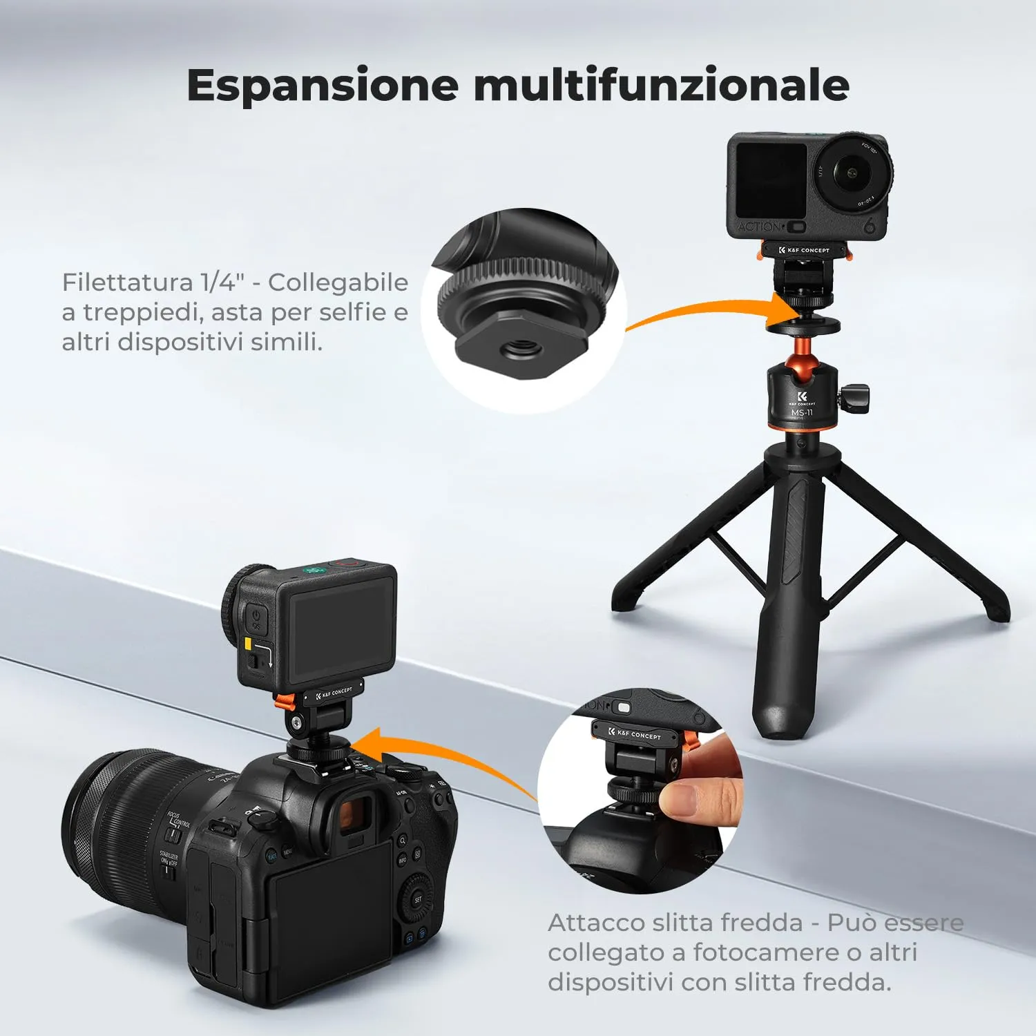 K&F Concept Slitta Fredda Magnetica Supporto Osmo Action 6/Nano