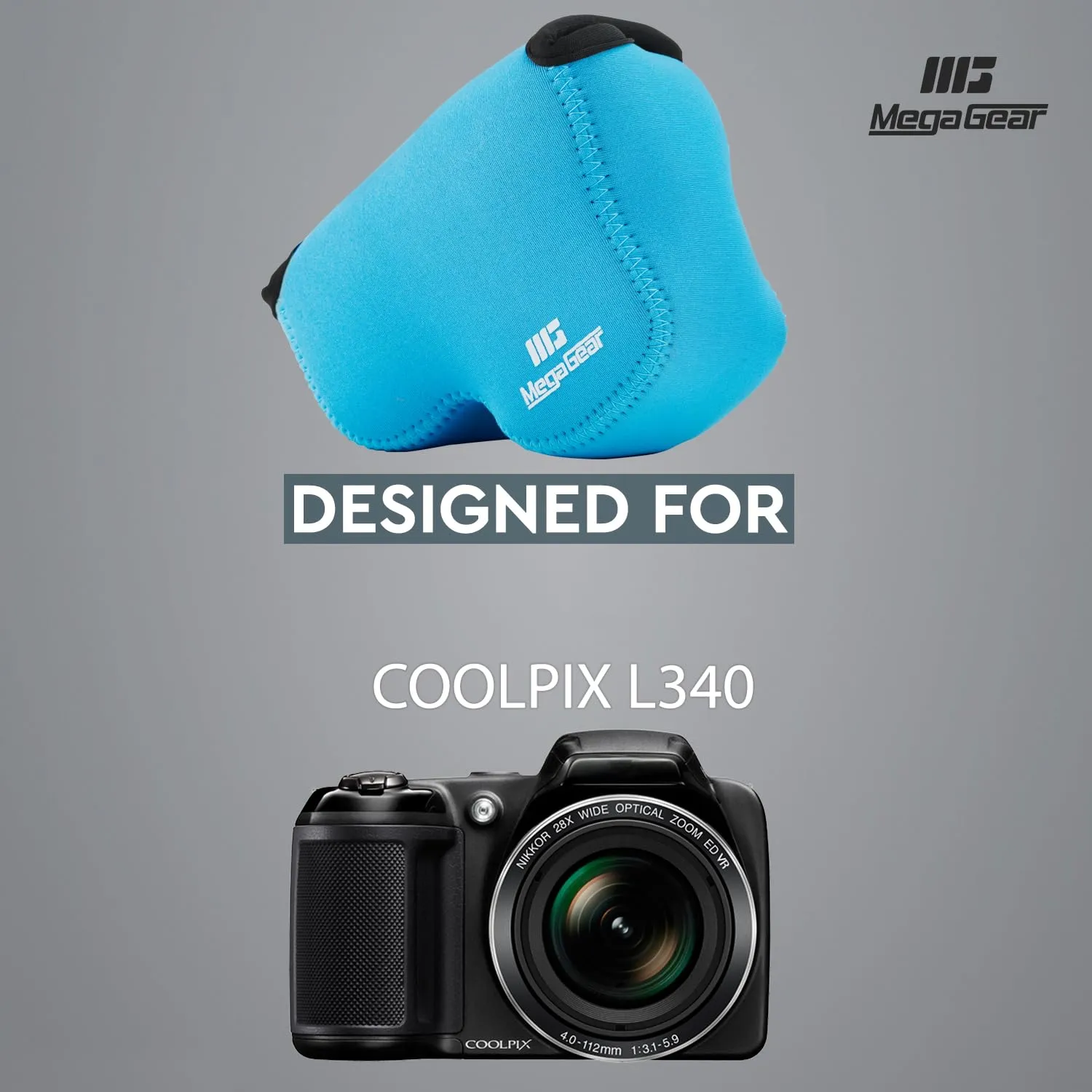 MegaGear Nikon Coolpix L340 custodia neoprene blu ultraleggera