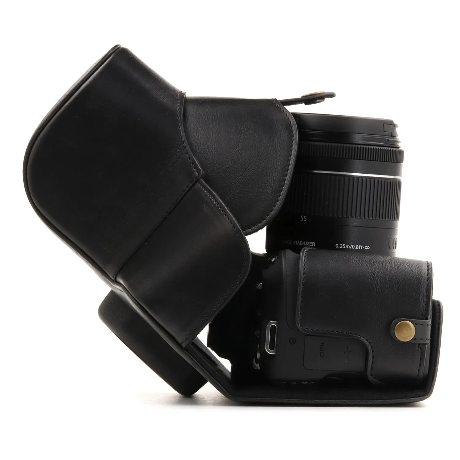 MegaGear Ever Ready custodia pelle Canon 250D 200D 18-55mm