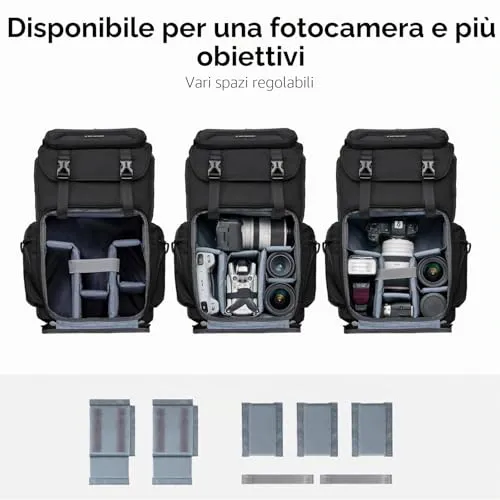 K&F Concept Zaino Fotocamera Nero 25L