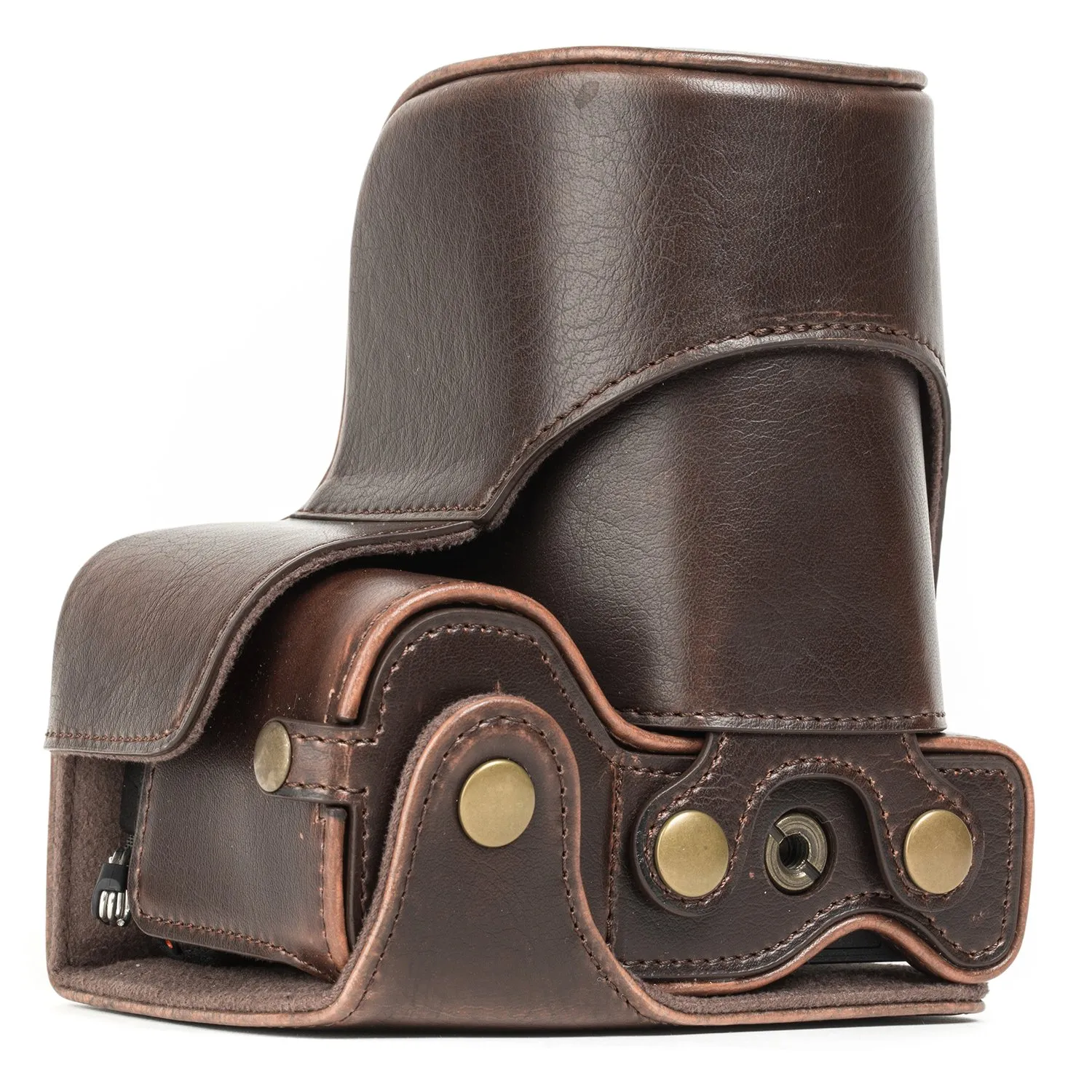 MegaGear A6500 16-70 18-135 custodia pelle marrone scuro