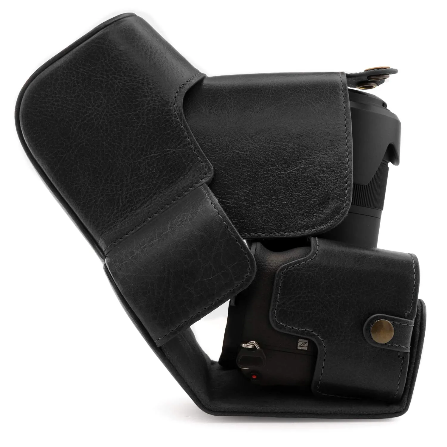 MegaGear Ever Ready A6600 custodia pelle nera 18-135mm