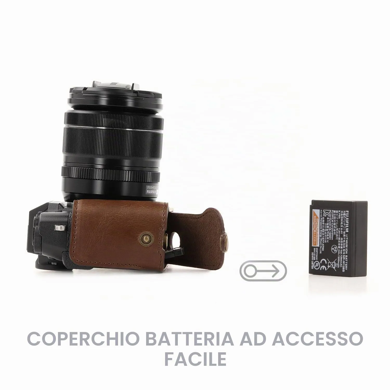 MegaGear MG958 Mezza Custodia Pelle Fujifilm X-T30 marrone scuro