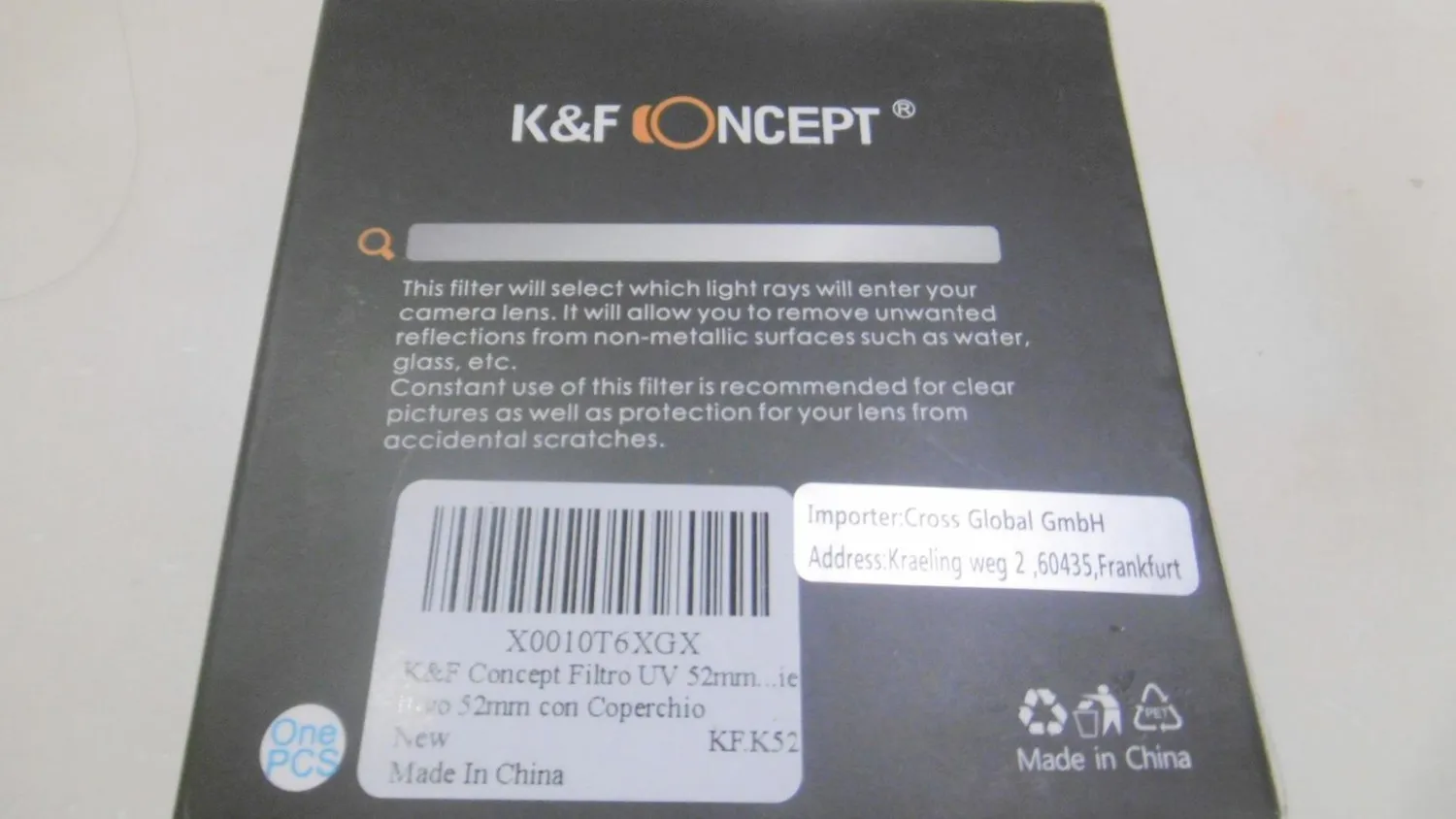 K&F Concept Nano-Klear filtro UV 37mm antiriflesso