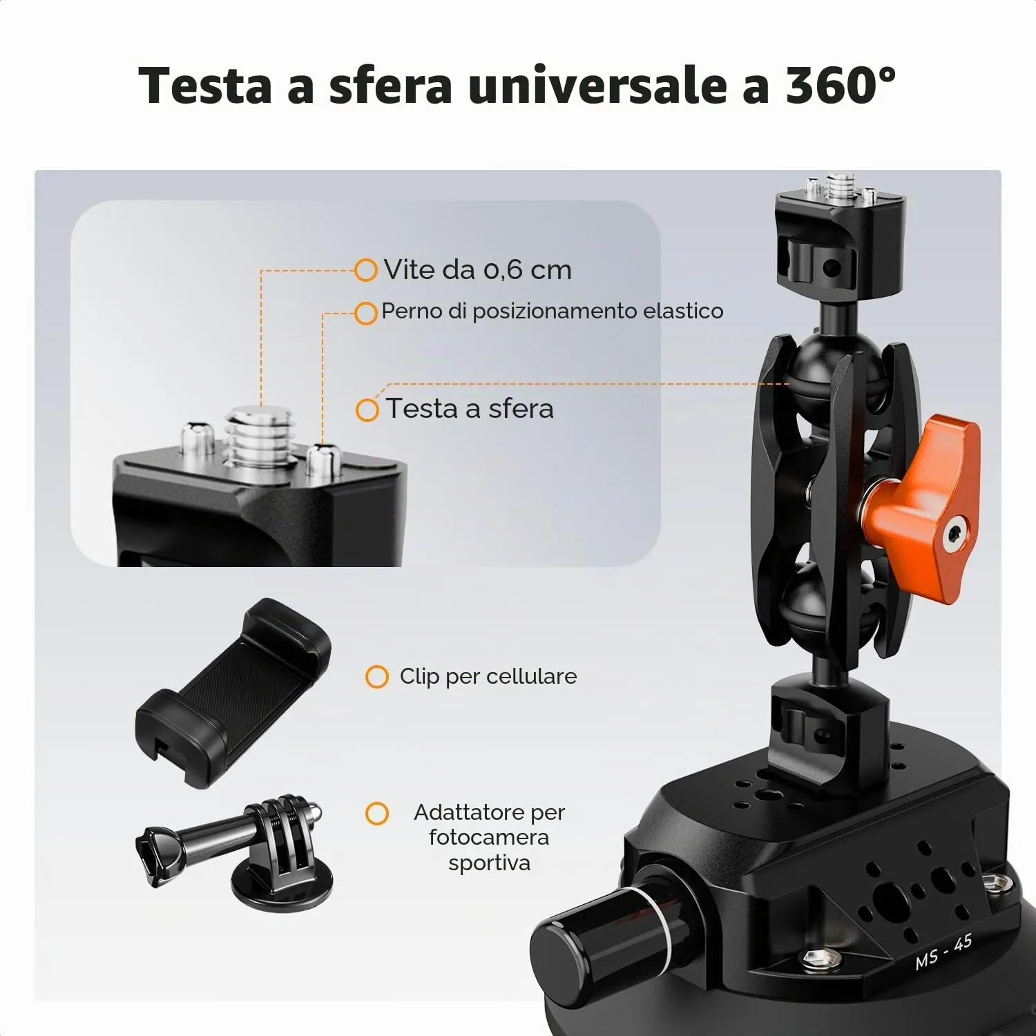 K&F Concept MS45 ventosa 4,5" braccio magico auto