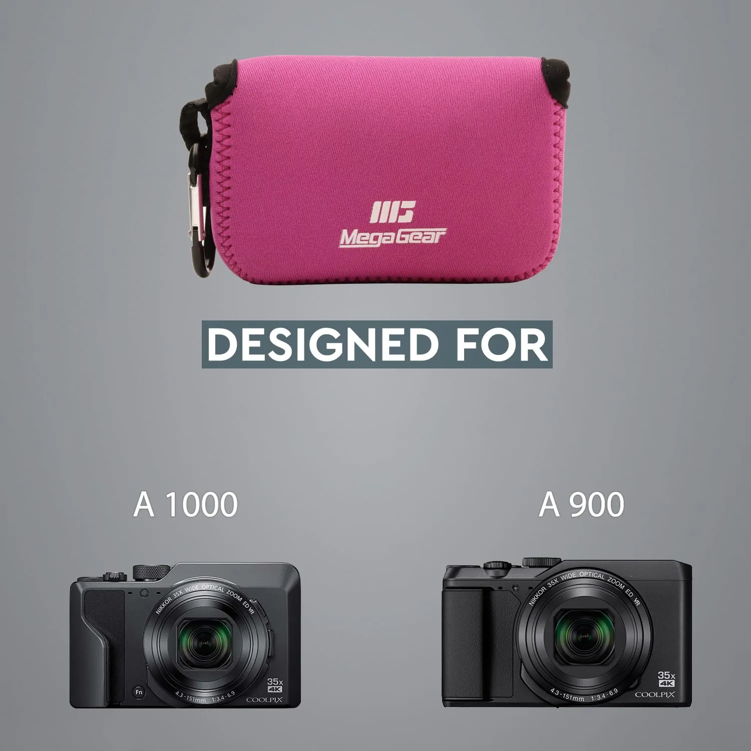 MegaGear Custodia Neoprene Nikon Coolpix A1000 Rosa Caldo ultraleggera