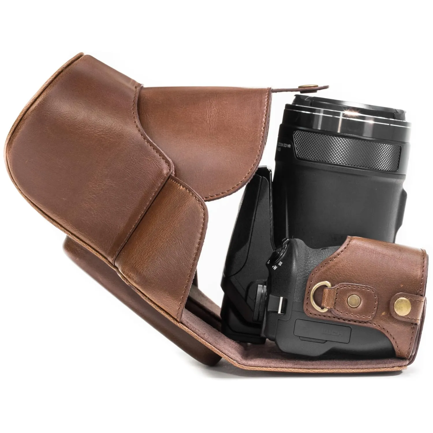 MegaGear Ever Ready Nikon Coolpix P900 custodia marrone scuro ecopelle