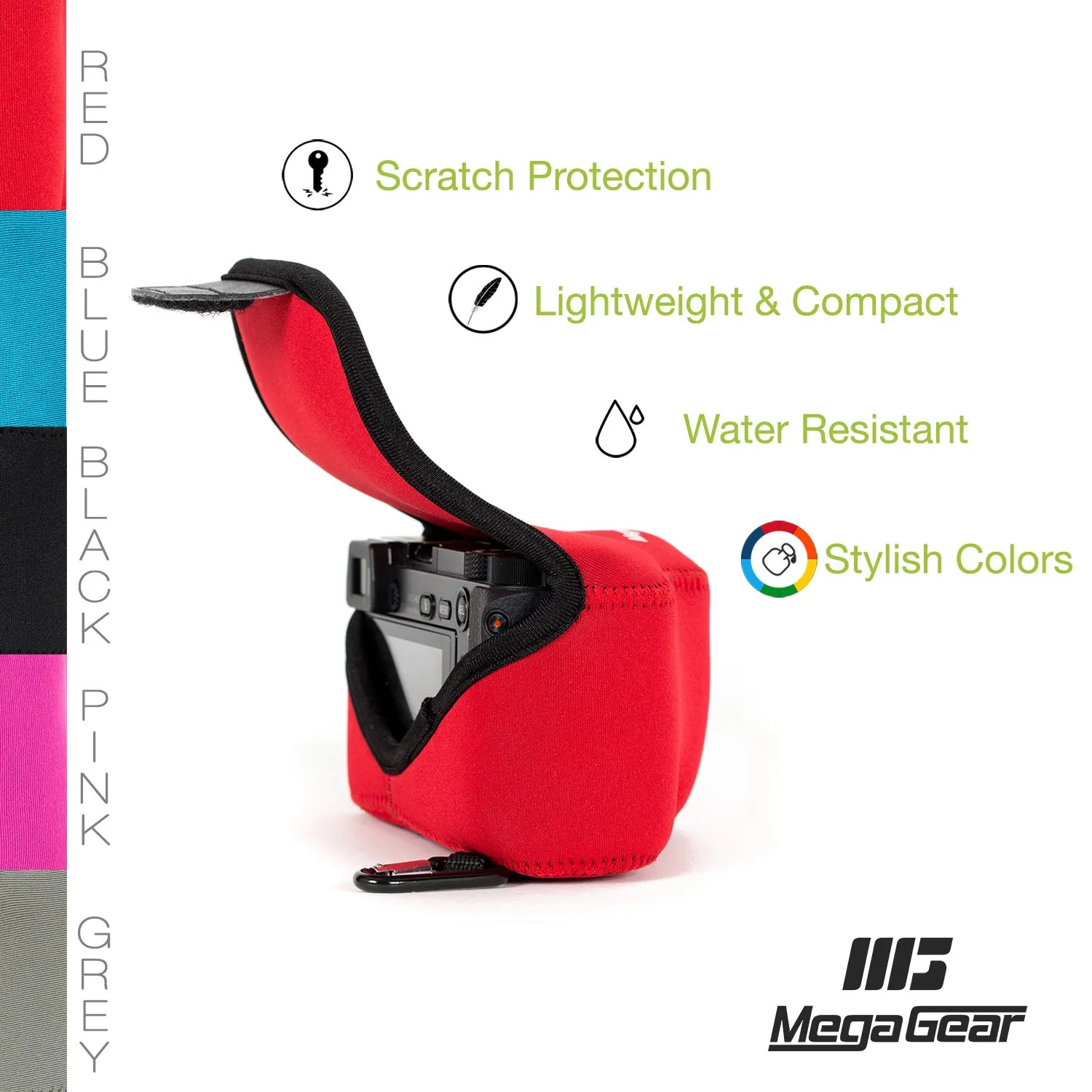 MegaGear MG519 custodia neoprene rossa per Fujifilm X30 leggera