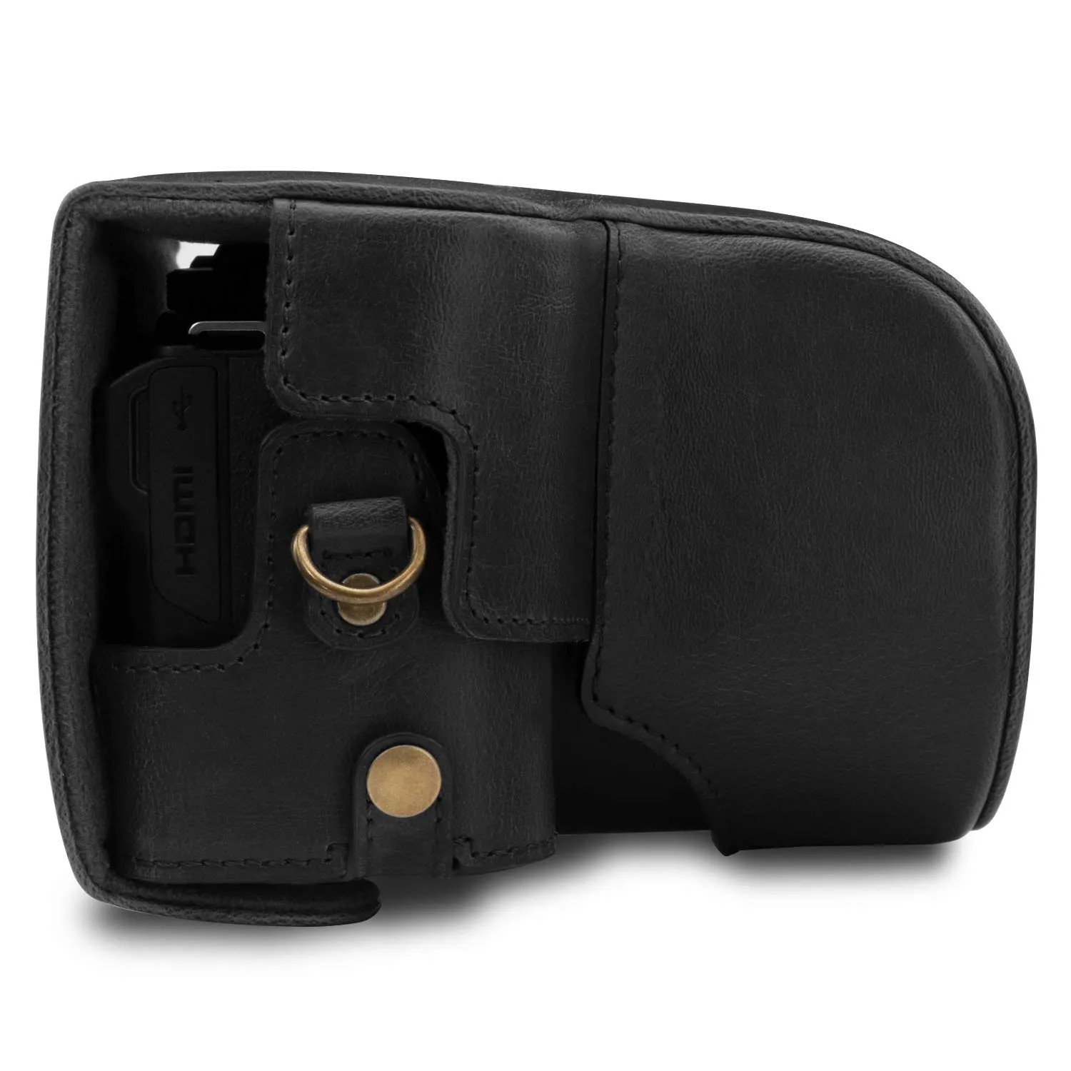 MegaGear custodia fotocamera Nikon Coolpix B600 nero finta pelle